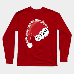 Santa Hat New Year New Me New Dream!! New Year 2024 Long Sleeve T-Shirt